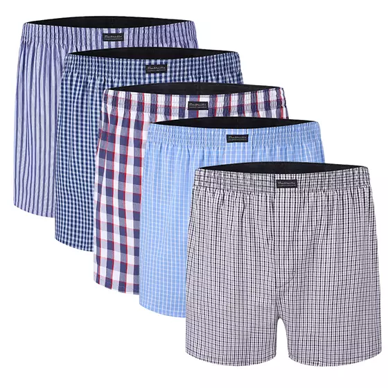 5 klassische Boxershorts mit Karo-Muster oder Streifen in verschiedenen Farben