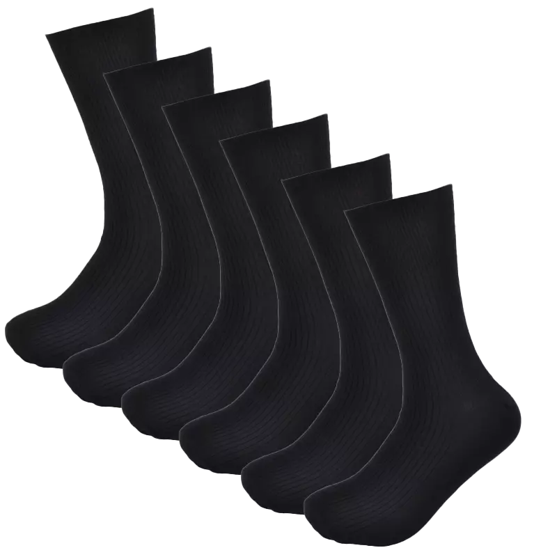 6 Soft-Top Bambus Strümpfe in Schwarz